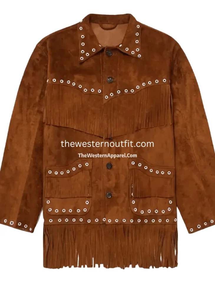 Men’s Fringed Brown Suede Leather