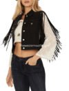 Black Women's Studded Fringe Vest