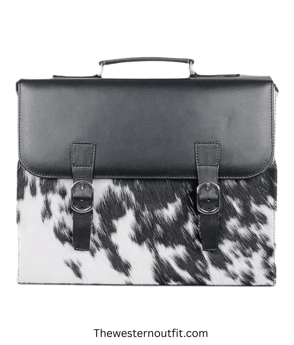 Cowhide Black Laptop Leather Briefcase Bag
