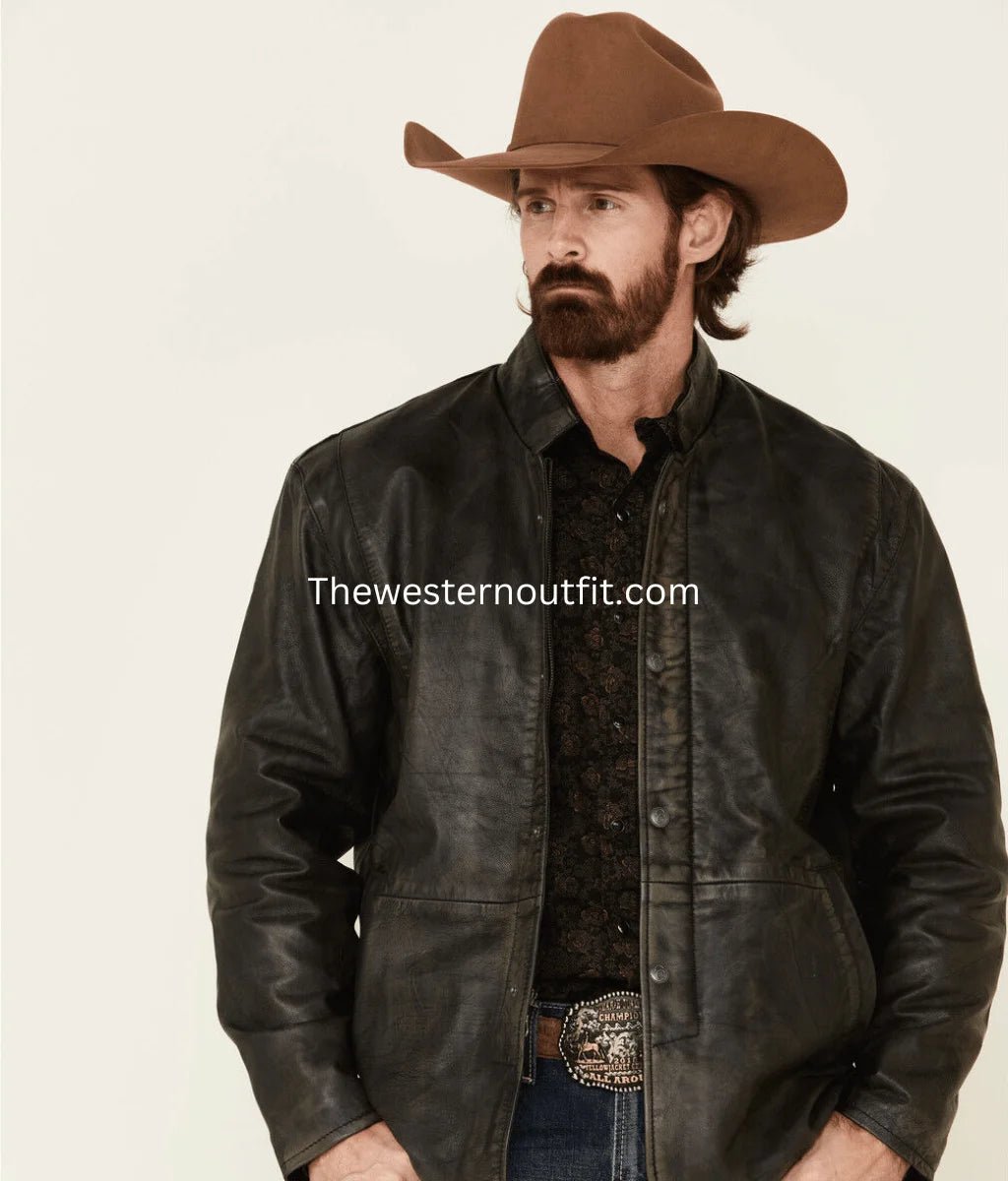 Coffmen Men’s Black Lamb Leather Jacket For Men