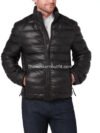 Black Leather Puffer Jacket for Men – Cozy Jacket