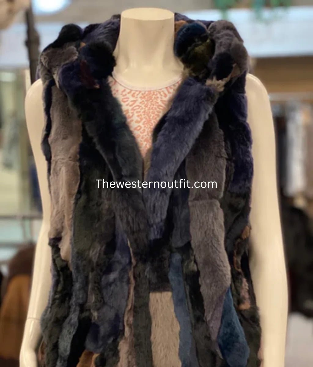 Morris Kaye Multi-Colored Rabbit Fur Women's Vest