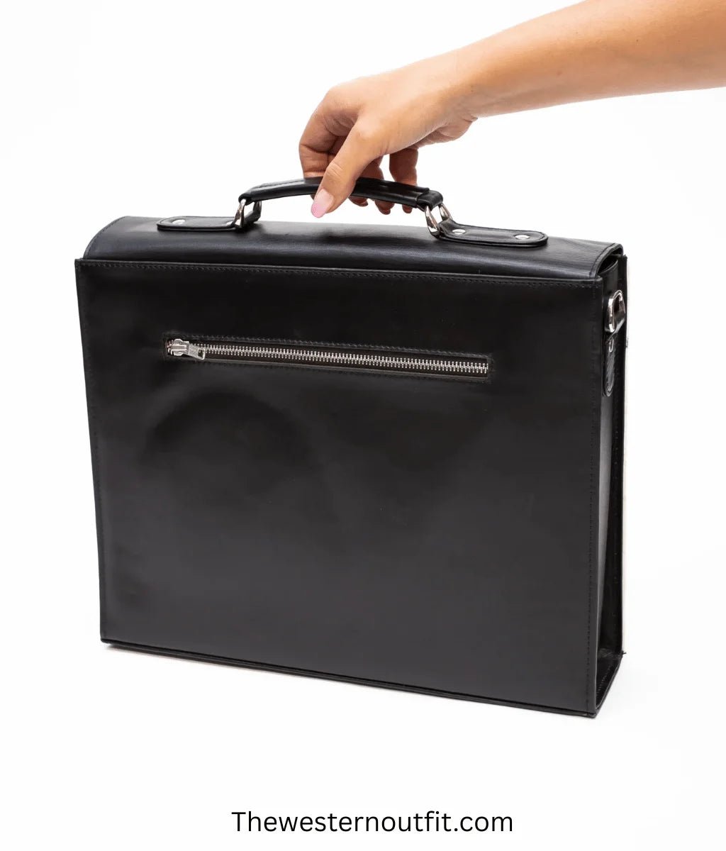 Cowhide Black Laptop Leather Briefcase Bag - Image 7