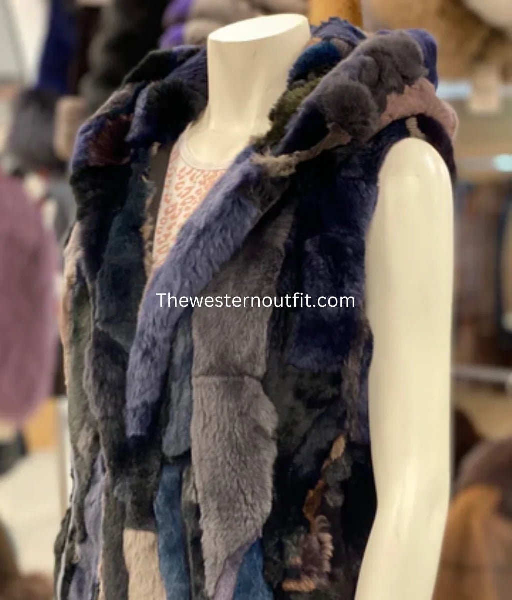Morris Kaye Multi-Colored Rabbit Fur Women's Vest - Image 2