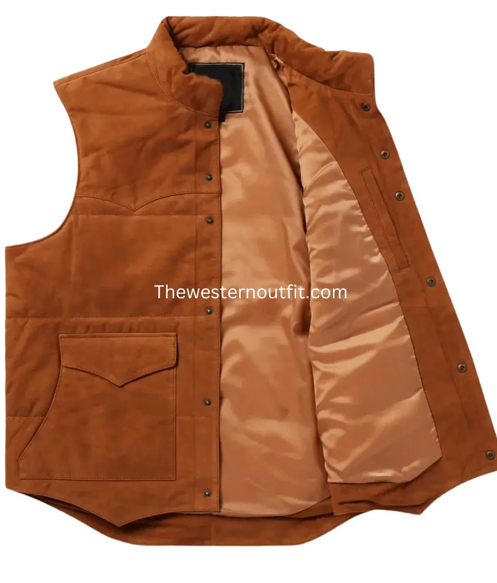 Men’s Suede Western Leather Vest - Image 3