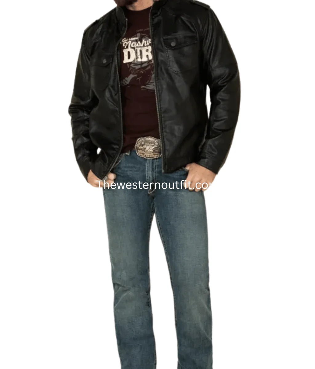 Genuine Leather Motorcycle Jacket for Men - Image 2
