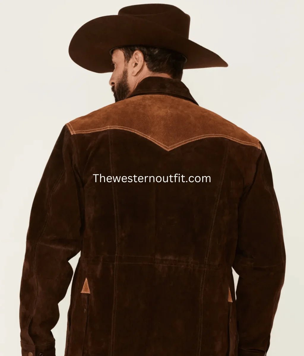 Chocolate Brown Two-Tone Suede Rancher Jacket Men - Image 4