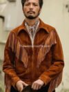 Brown Suede Leather Cowboy Fringe Style Jacket