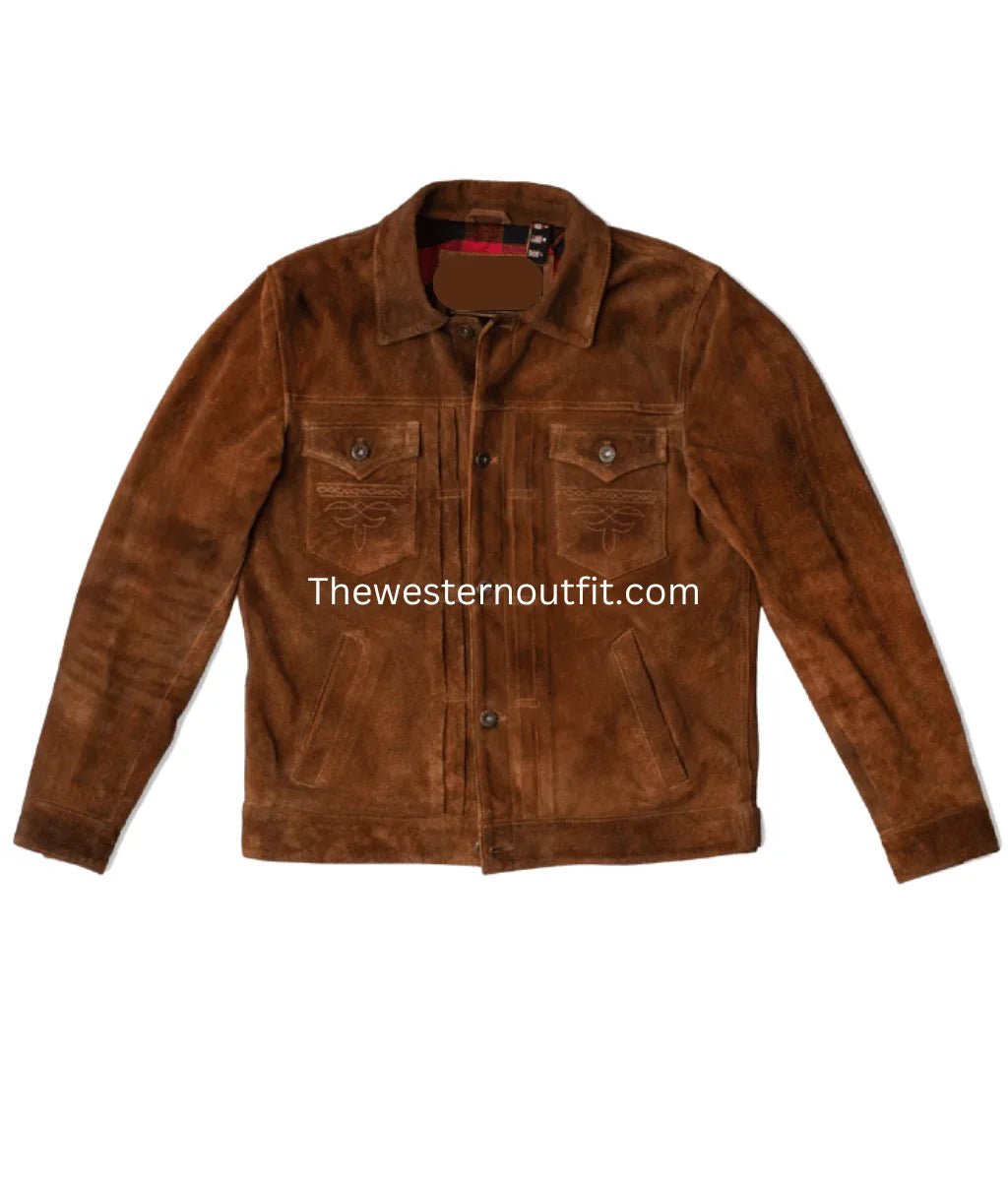 Lordsburg Brown Suede Leather Trucker Jacket - Image 2
