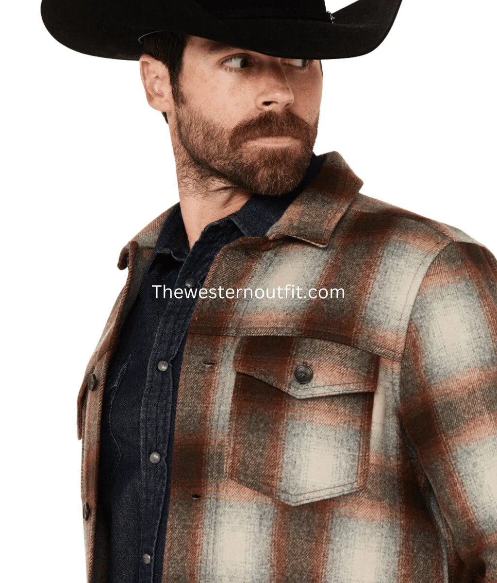 Pendleton Men's Lawson Ombre Plaid Print Long Sleeve Button-Down Shirt Jacket - Image 2
