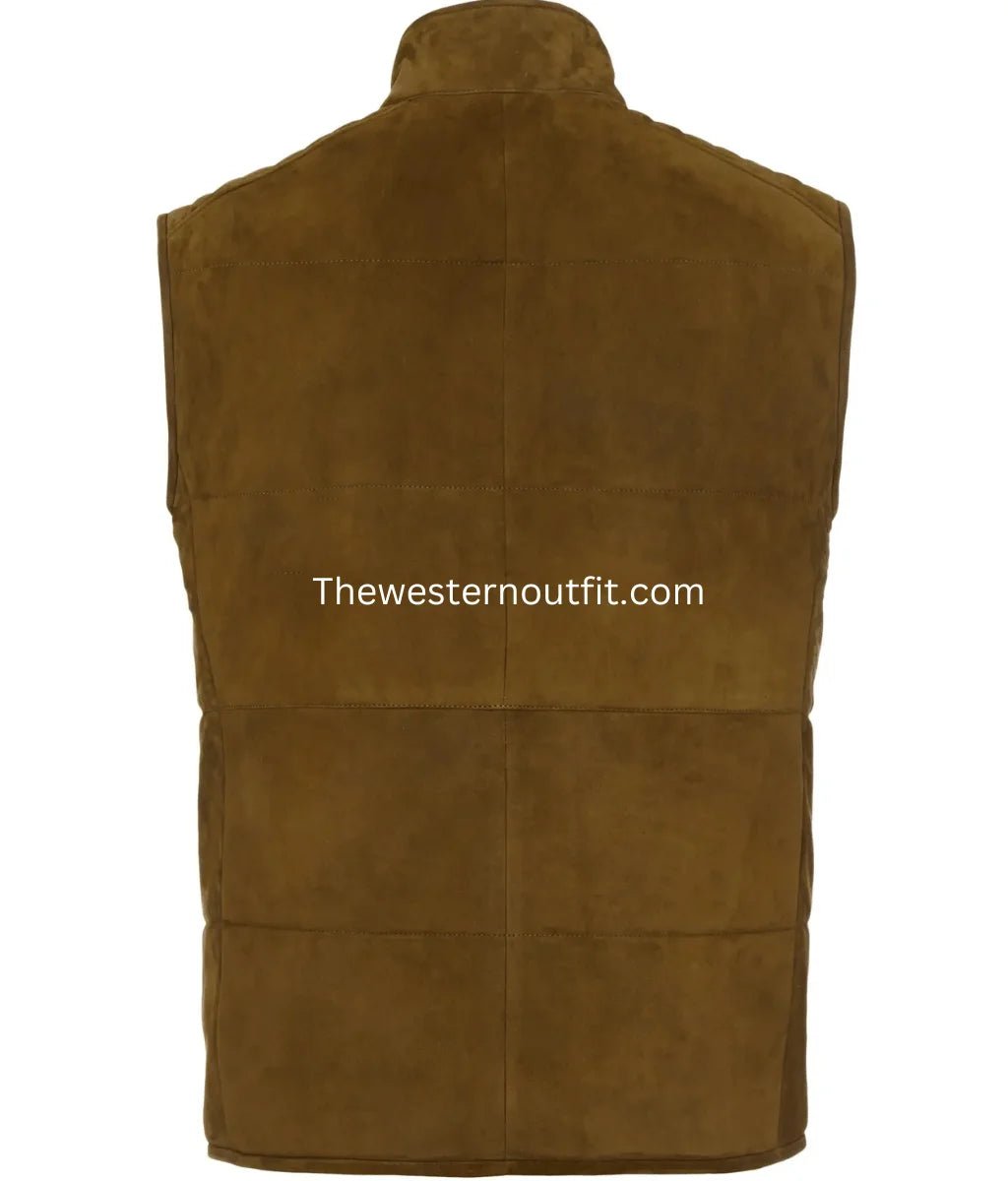 Men’s Western Design Suede Leather Vest Puffer Style - Image 2