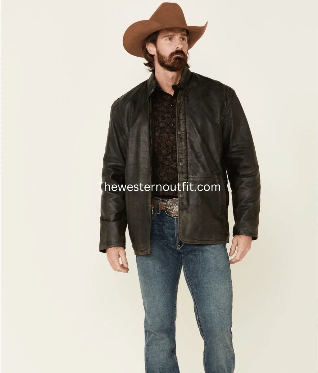 Coffmen Men’s Black Lamb Leather Jacket For Men - Image 2