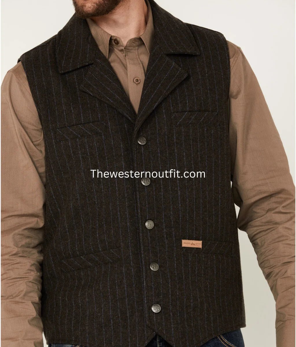 Powder River Montana Striped Wool Vest For Men - Image 3