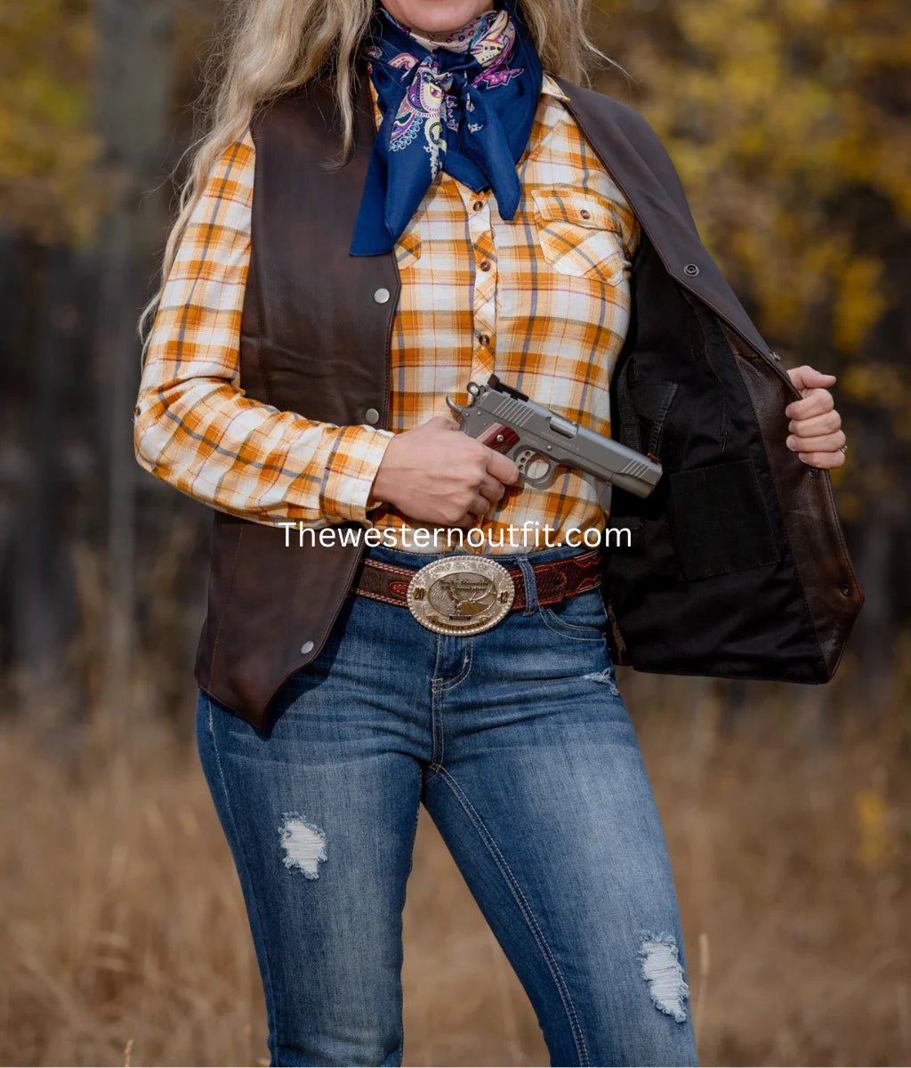 Oakley Concealed Carry Women Leather Vest - Image 3