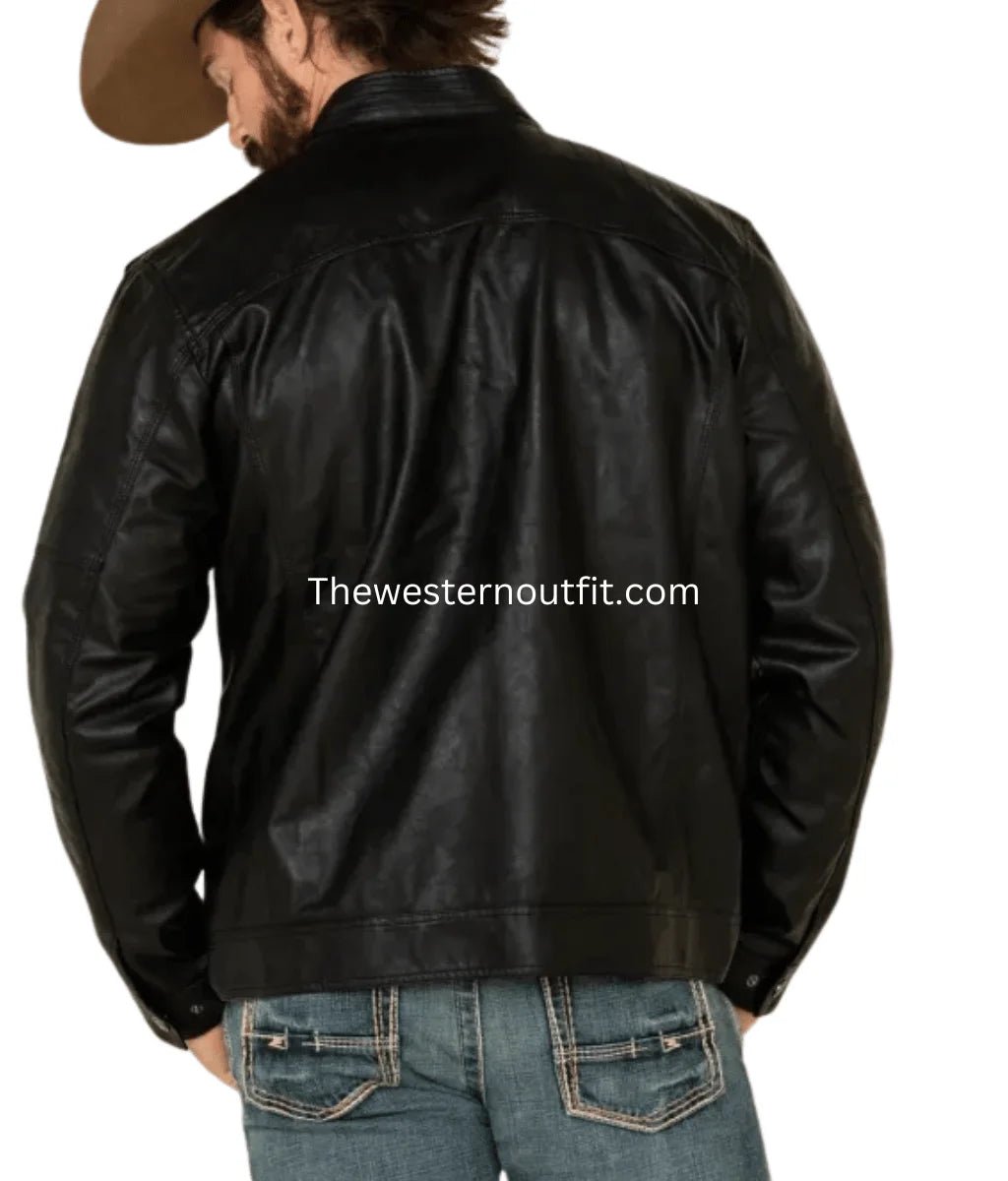 Genuine Leather Motorcycle Jacket for Men - Image 3