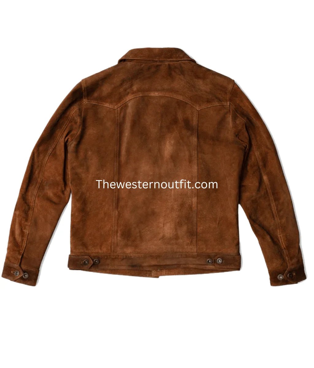 Lordsburg Brown Suede Leather Trucker Jacket - Image 3