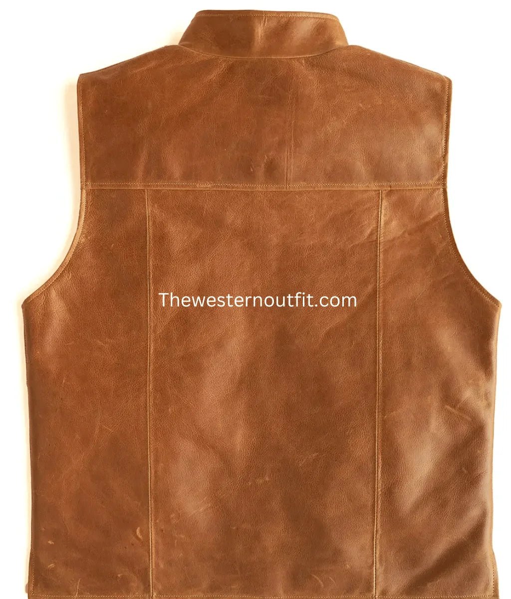 Men’s Musterd Western Leather Vest - Image 3