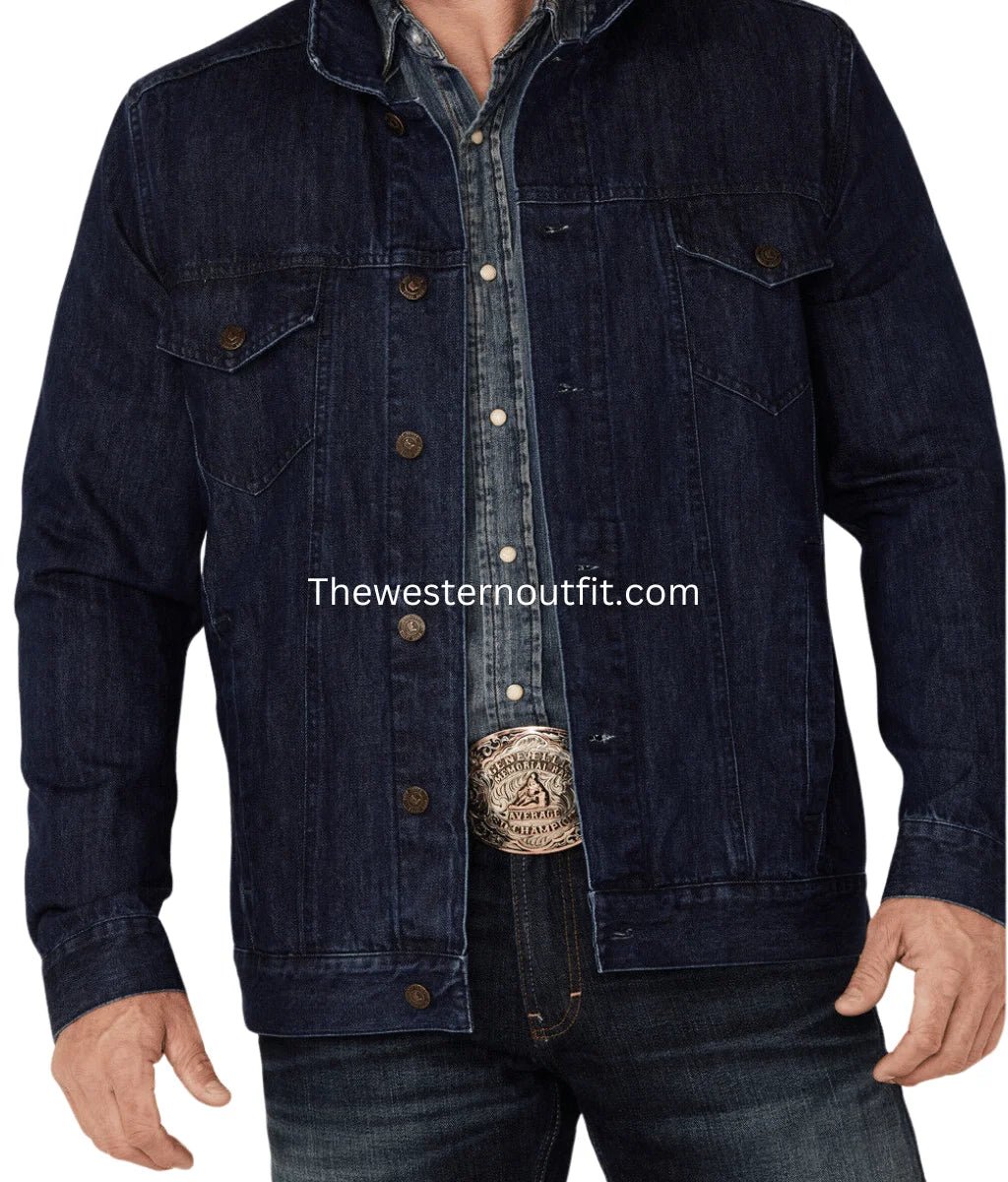 Men’s Classic Marksman Dark Wash Denim Jacket - Image 3