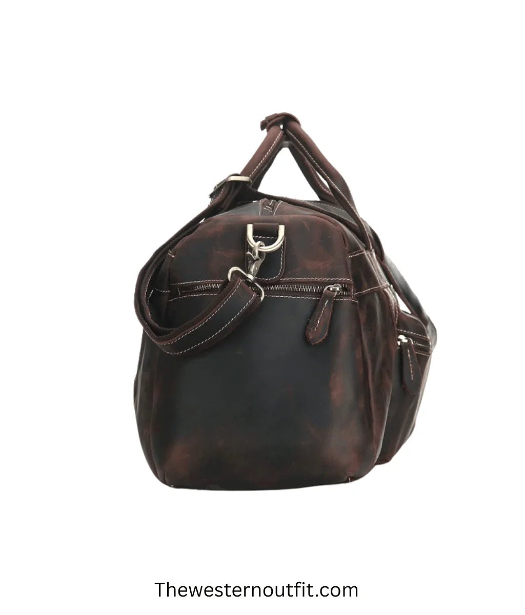 Brown Handmade Genuine Retro Leather Bag - Image 3