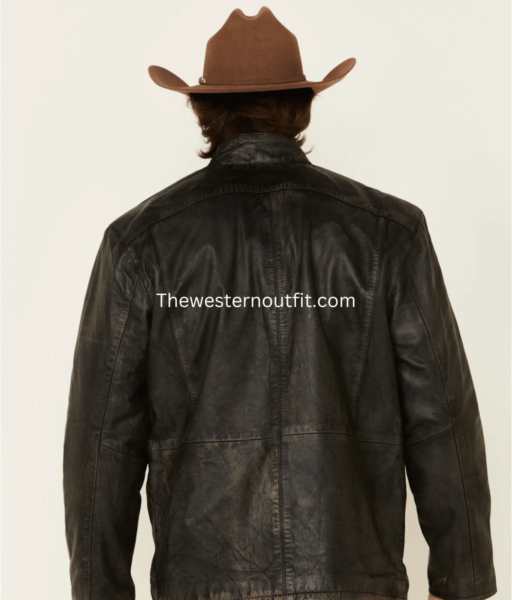 Coffmen Men’s Black Lamb Leather Jacket For Men - Image 4