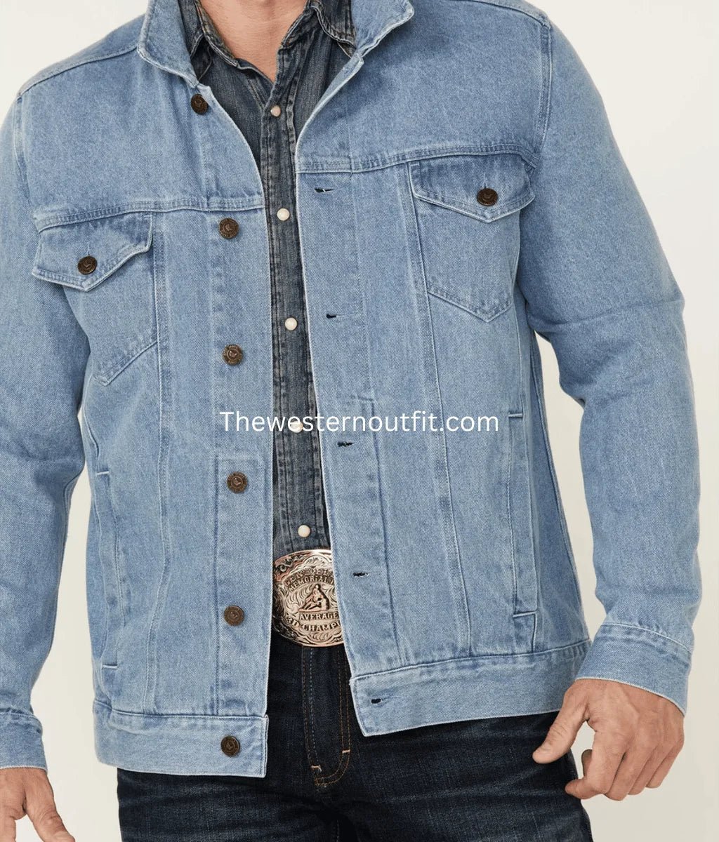 Dallas Men’s Premium Light Wash Men's Denim Jacket - Image 4