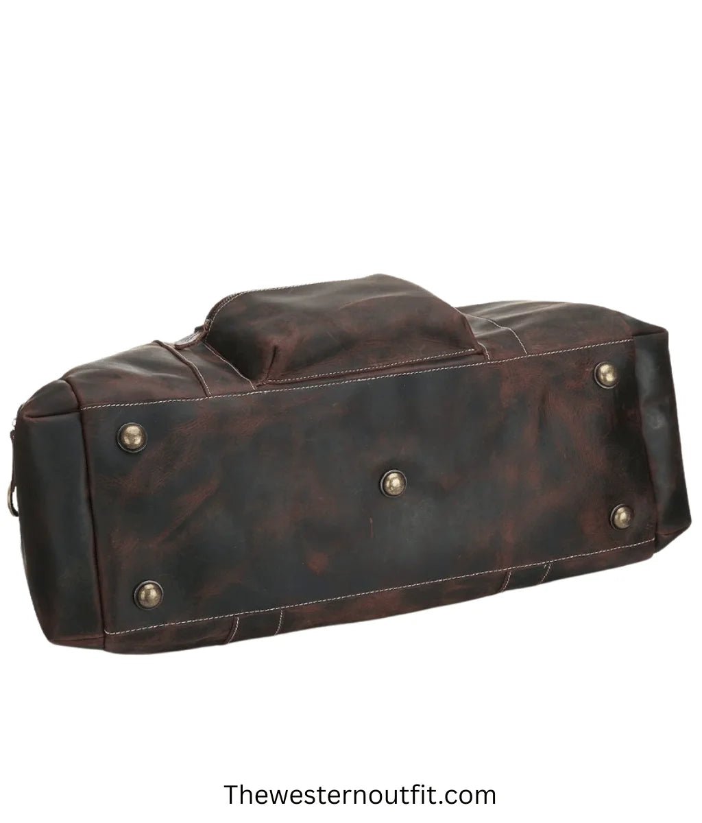 Brown Handmade Genuine Retro Leather Bag - Image 4