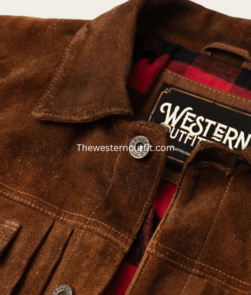 Lordsburg Brown Suede Leather Trucker Jacket - Image 4