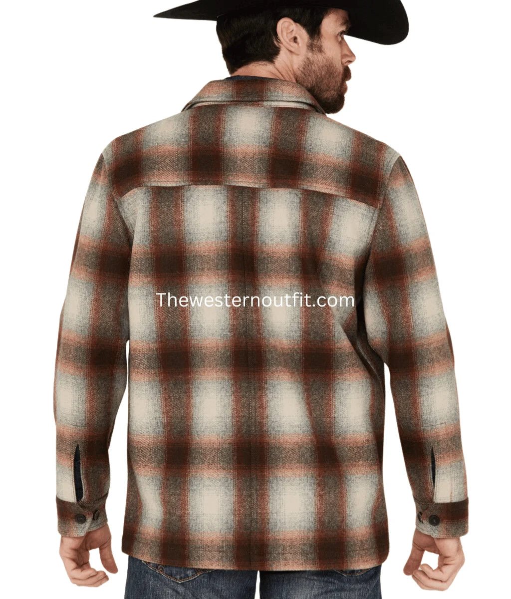 Pendleton Men's Lawson Ombre Plaid Print Long Sleeve Button-Down Shirt Jacket - Image 4