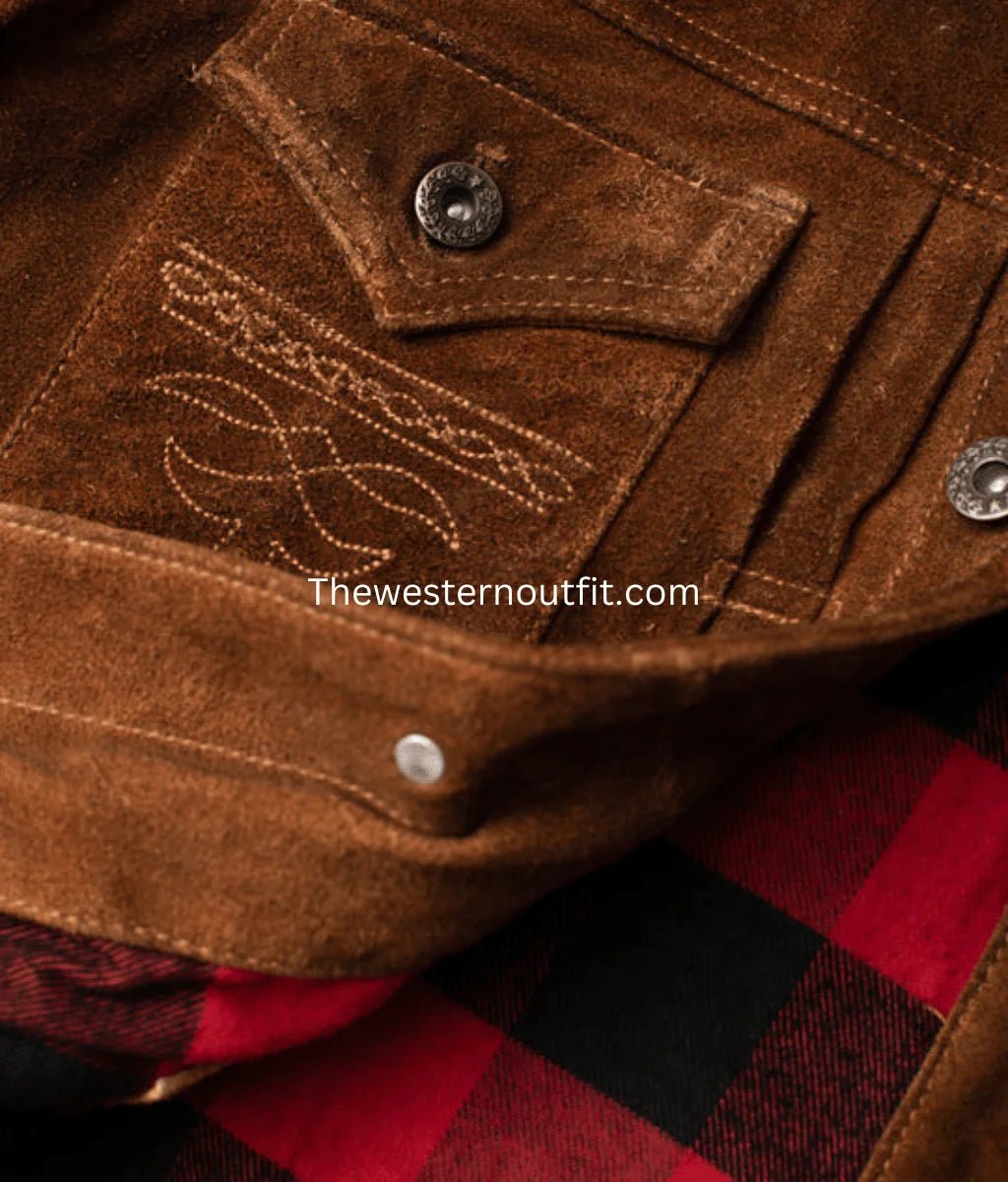 Lordsburg Brown Suede Leather Trucker Jacket - Image 5