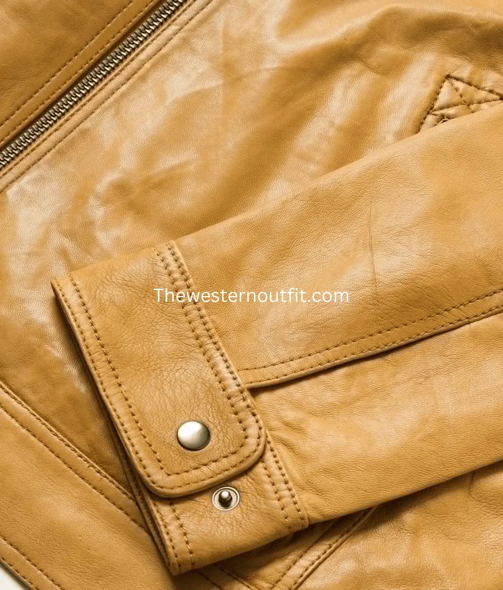 Distressed Camel Leather Jacket for Men Classic Soft Feel - Image 6