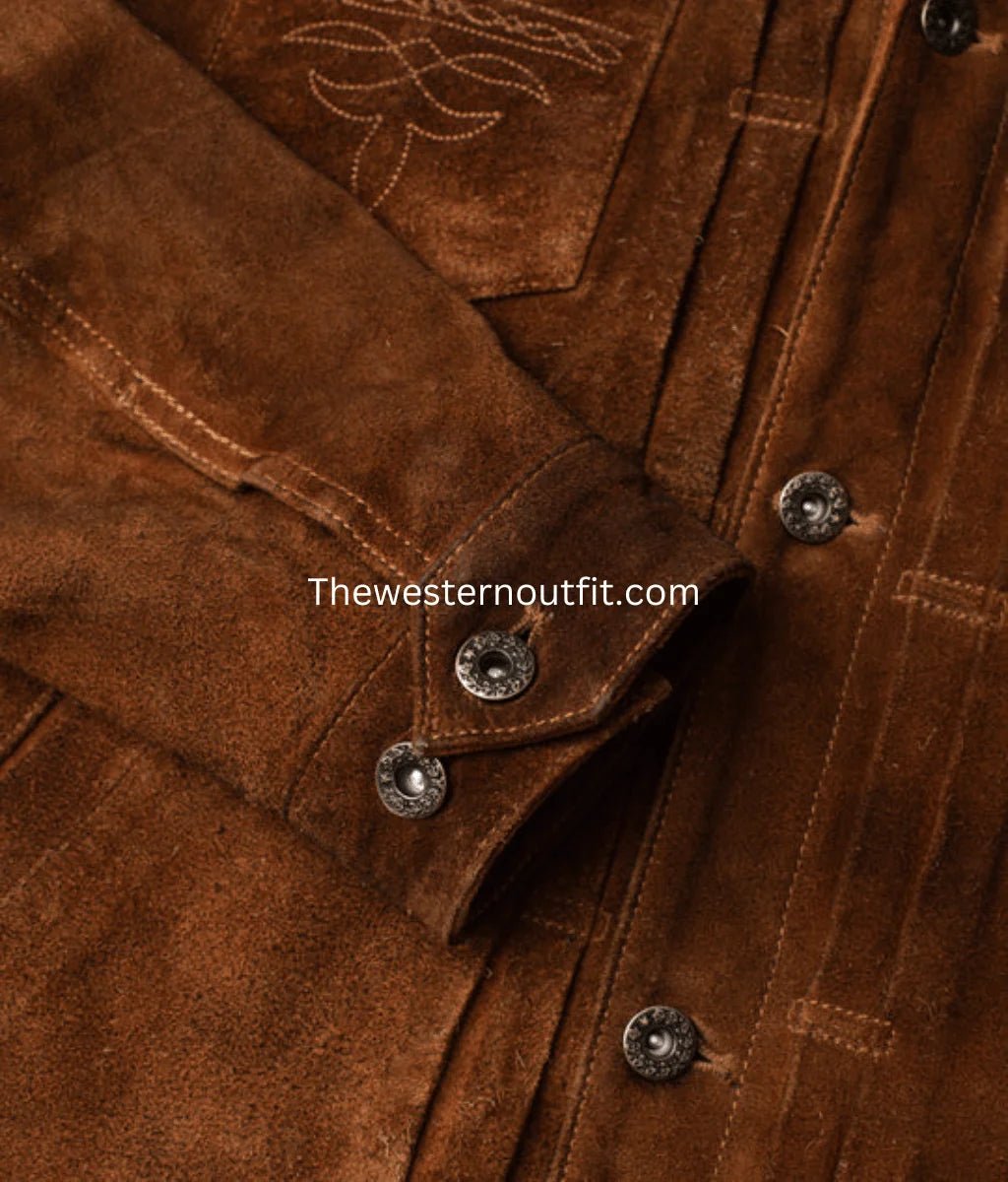 Lordsburg Brown Suede Leather Trucker Jacket - Image 6