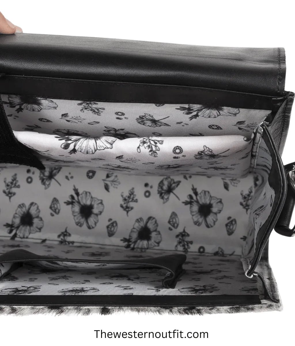 Cowhide Black Laptop Leather Briefcase Bag - Image 10