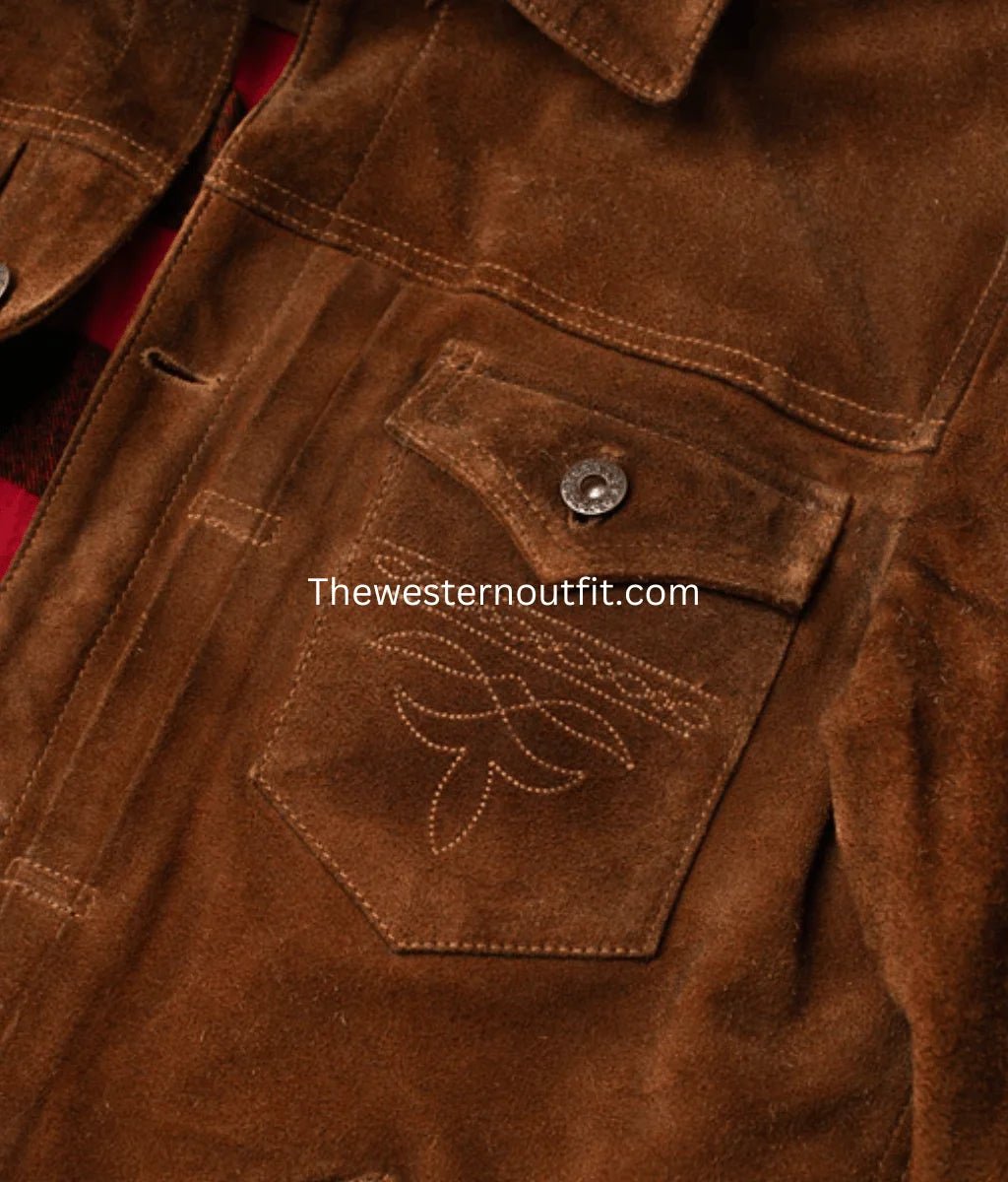 Lordsburg Brown Suede Leather Trucker Jacket - Image 7