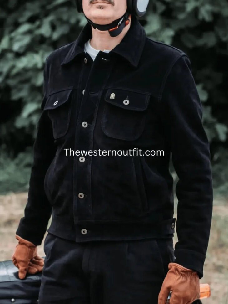 Gold Bison Collection Men’s Black Suede Jacket