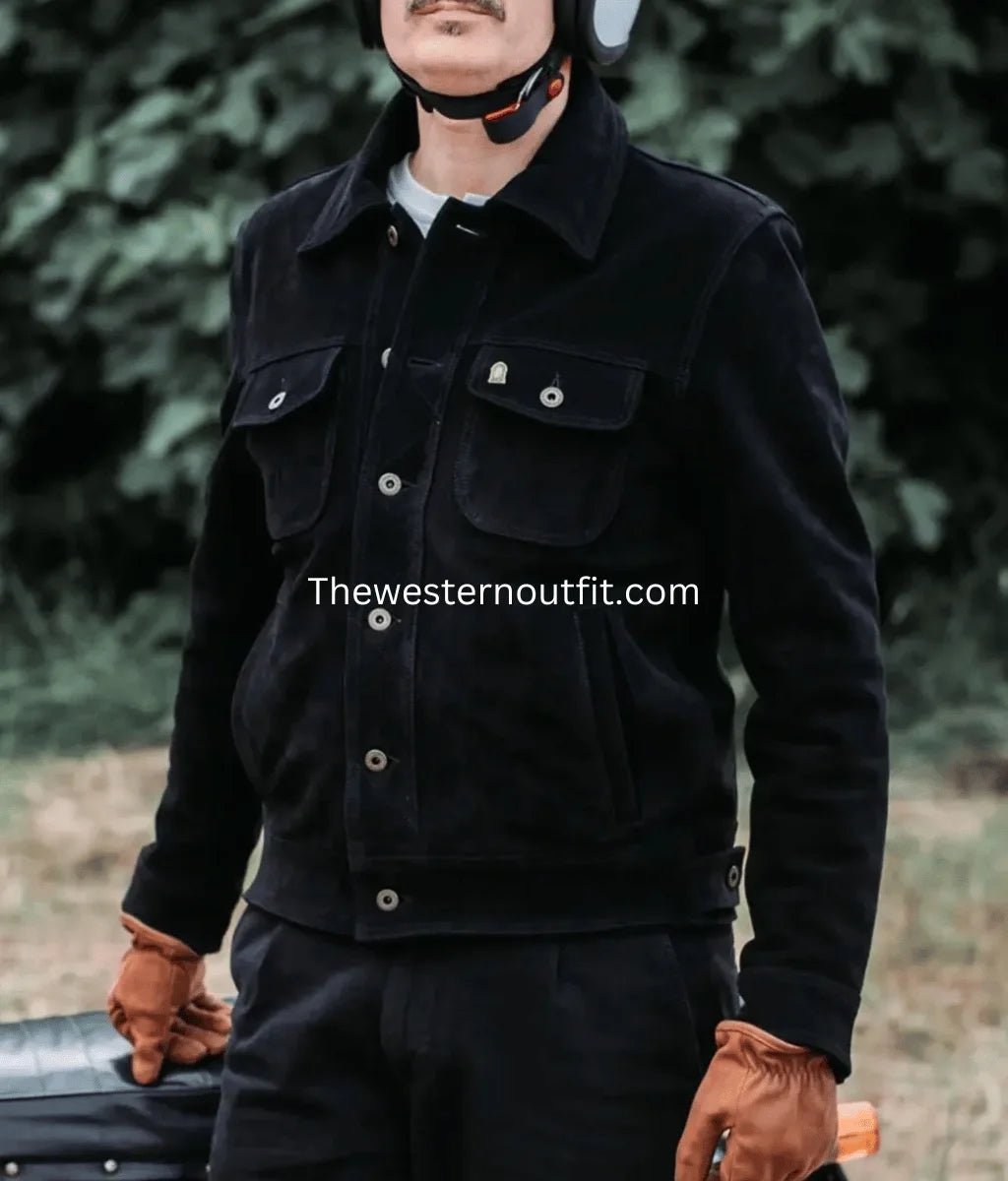 Gold Bison Collection Men’s Black Suede Jacket