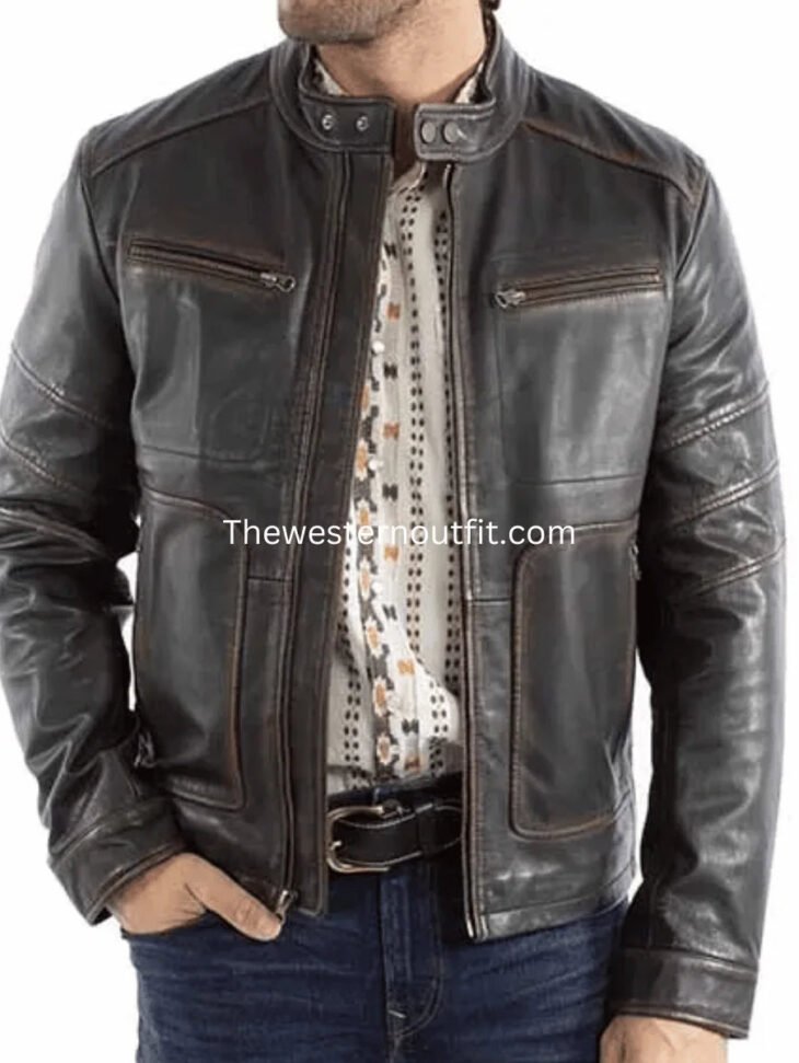 Ranch Gray Men Leather Jacket Premium Design