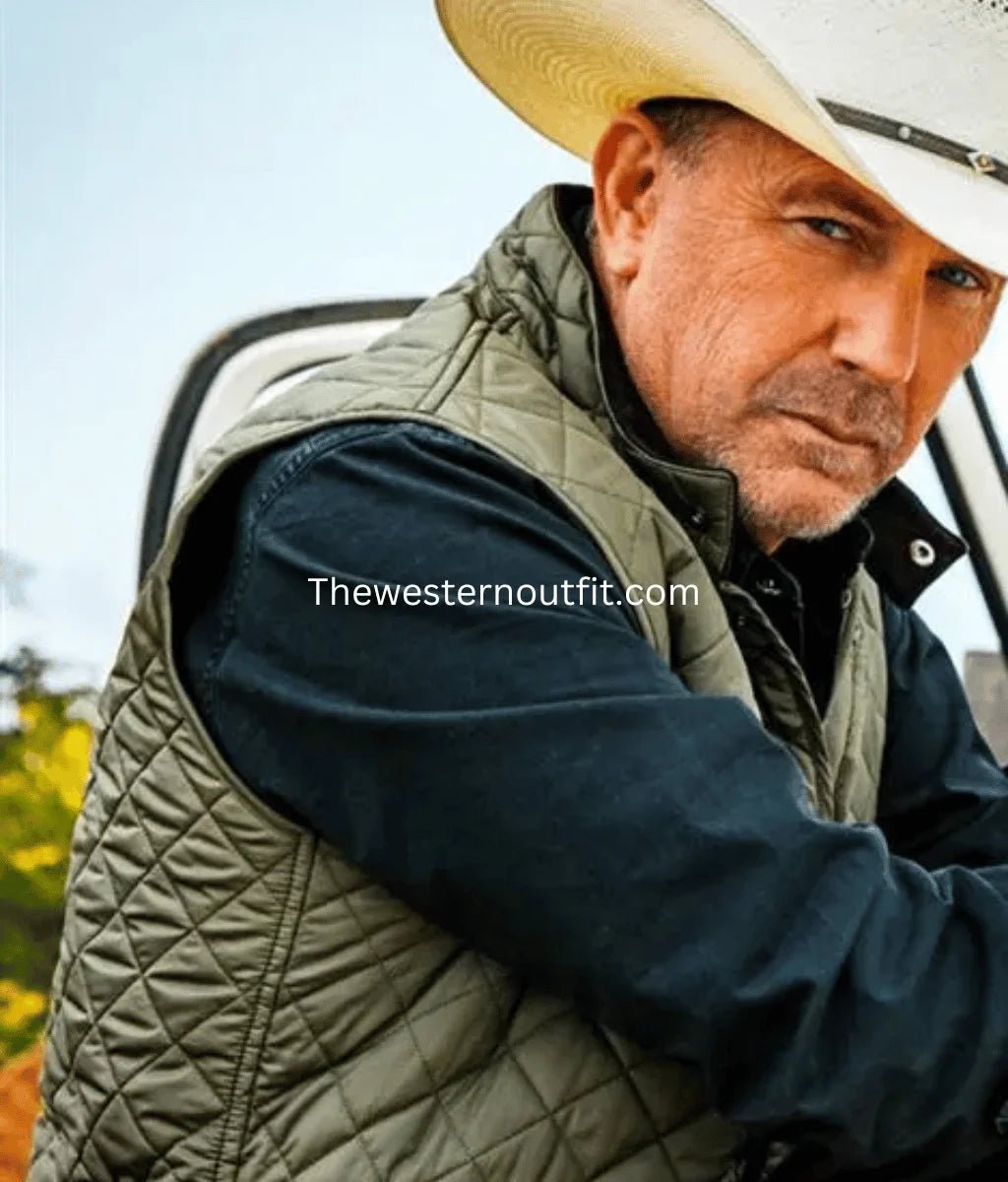 John Dutton Green Quilted Vest Kevin Costner
