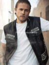 Sons of Anarchy Black Leather Vest Charlie Hunnam